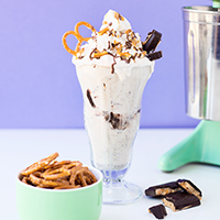 Devil's Delight Milkshake A milkshake with pretzels