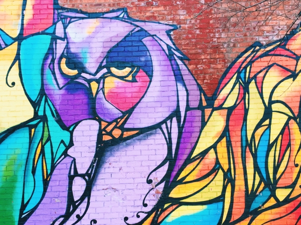 A colorful animal mural