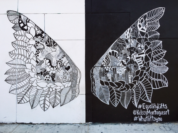 Angel wings mural