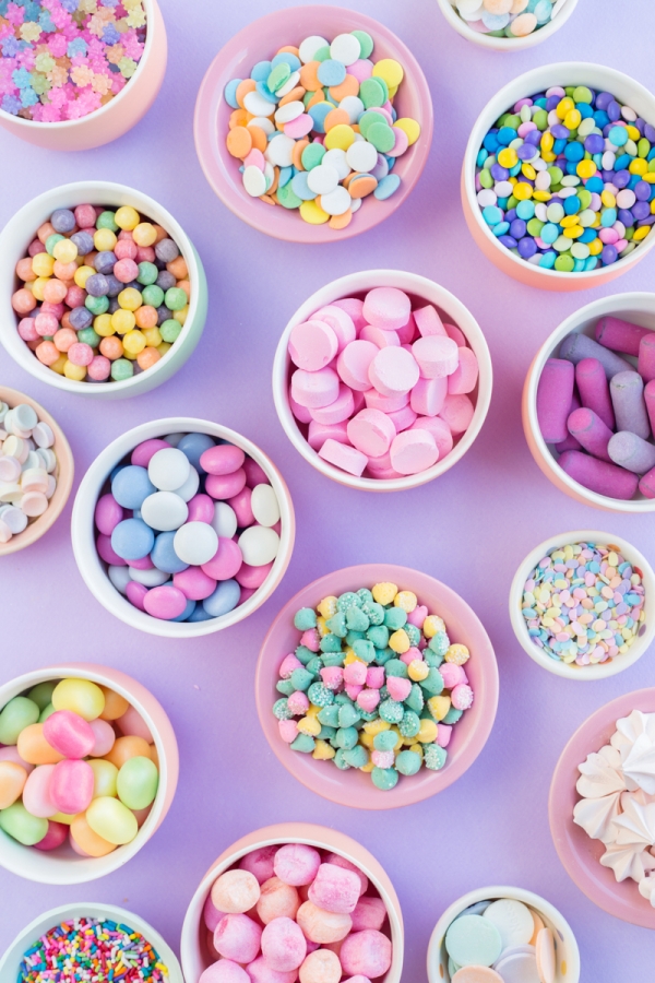 Colorful gingerbread house toppings