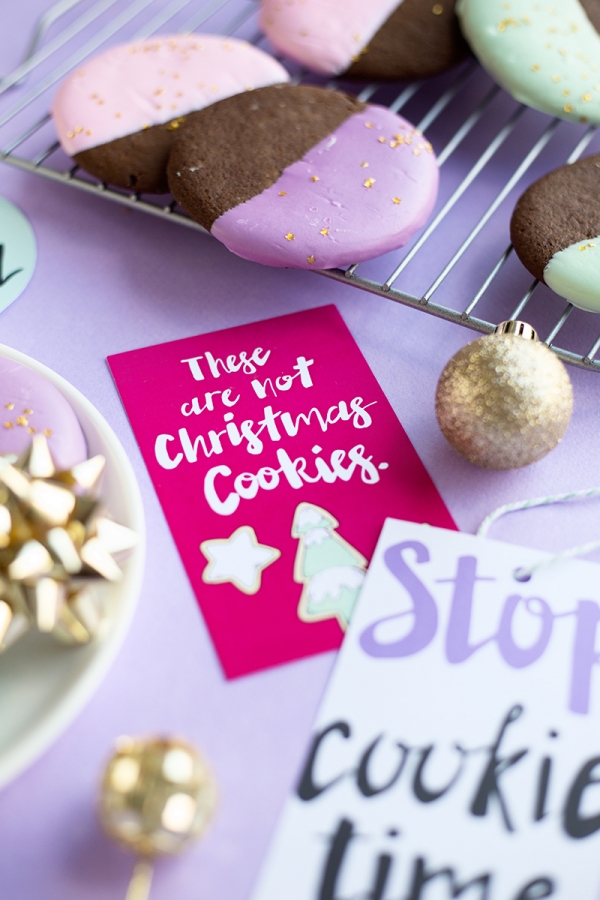 Color Dipped Gingerbread Cookies + Cookie Swap Printables | studiodiy.mom