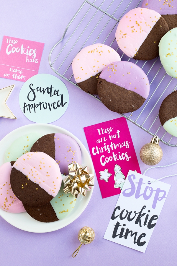 Color Dipped Gingerbread Cookies + Cookie Swap Printables | studiodiy.mom