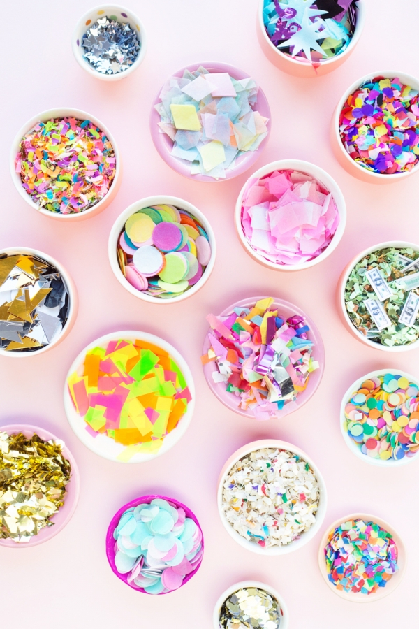 Cups with confetti in them