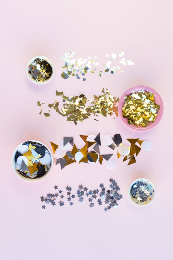 Cups with confetti in them