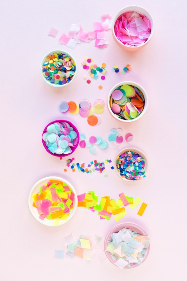 Cups with confetti in them