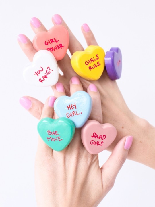 DIY Conversation Heart Rings