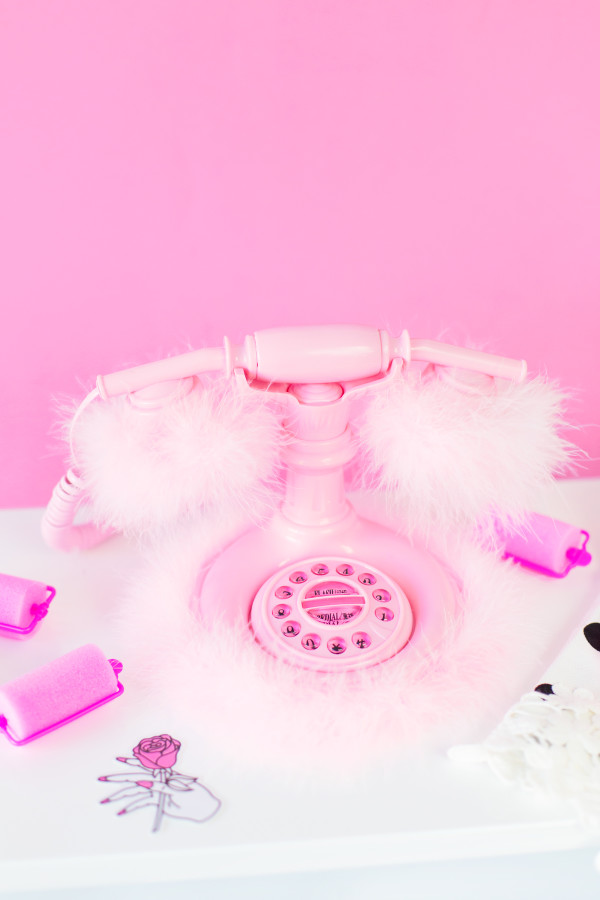 Pink fluffy phone