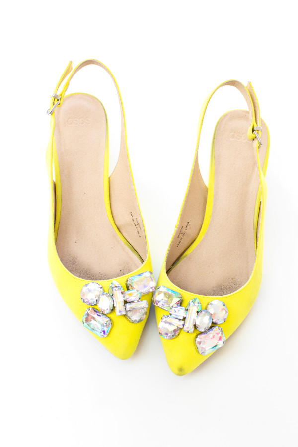 Yellow heels with diamonds