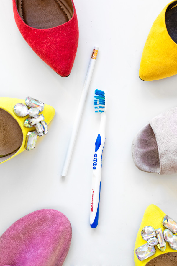 A pencil, toothbrush, and heels
