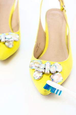 Yellow heals with diamonds