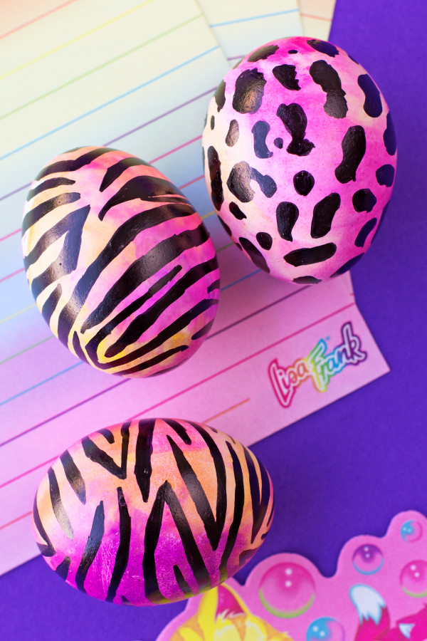 Eggs with colorful animal prints on them