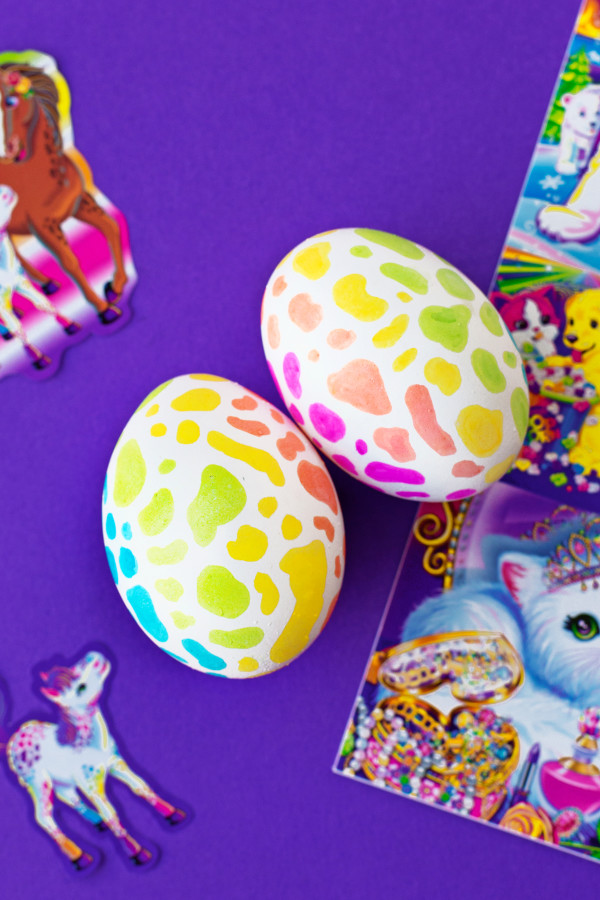 Eggs with colorful prints on them
