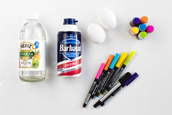 Markers, eggs, and shaving cream