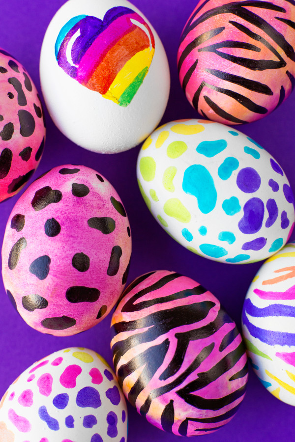 Colorful eggs with animal prints