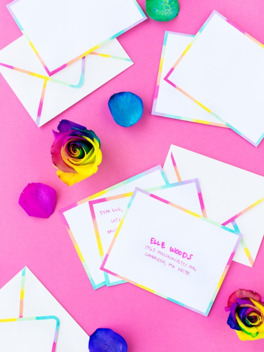 DIY Rainbow Edge Stationery