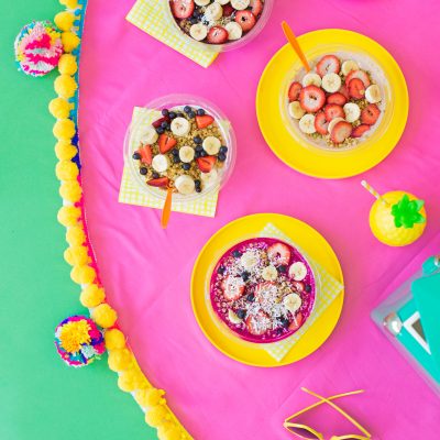 DIY Pom Pom Picnic Blanket Acai bowls