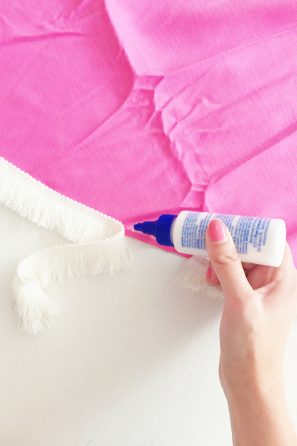 Pink fabric and white tassels