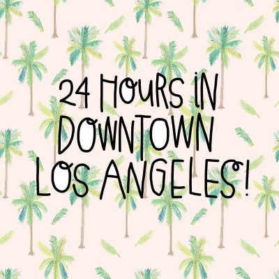 24 Hours in Downtown Los Angeles Palm tree background and text