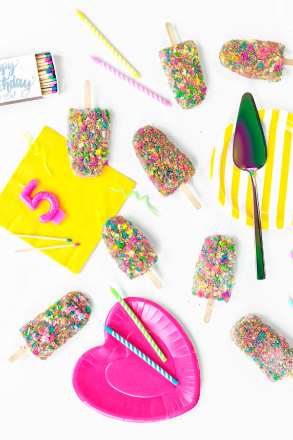 Birthday cake popsicles