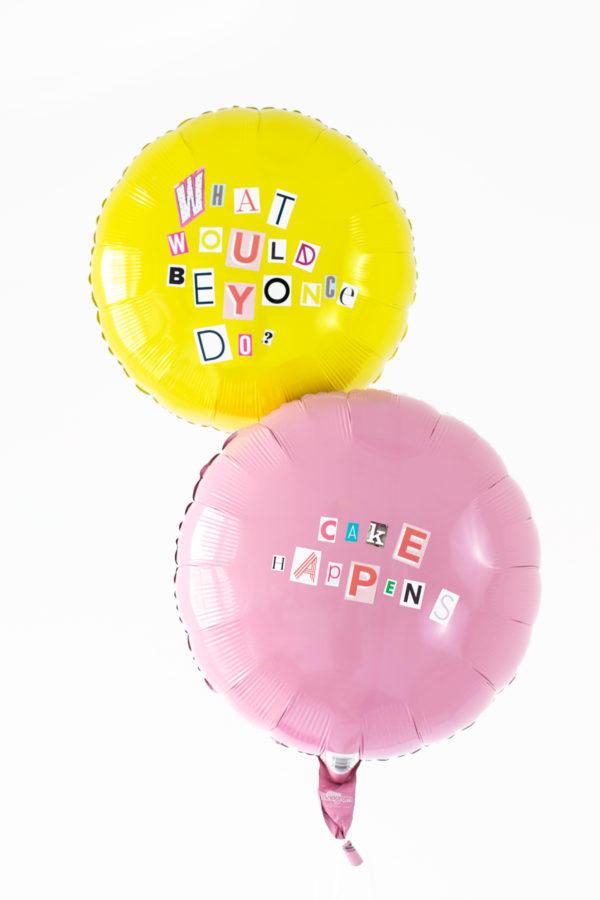 Yellow and pink balloons