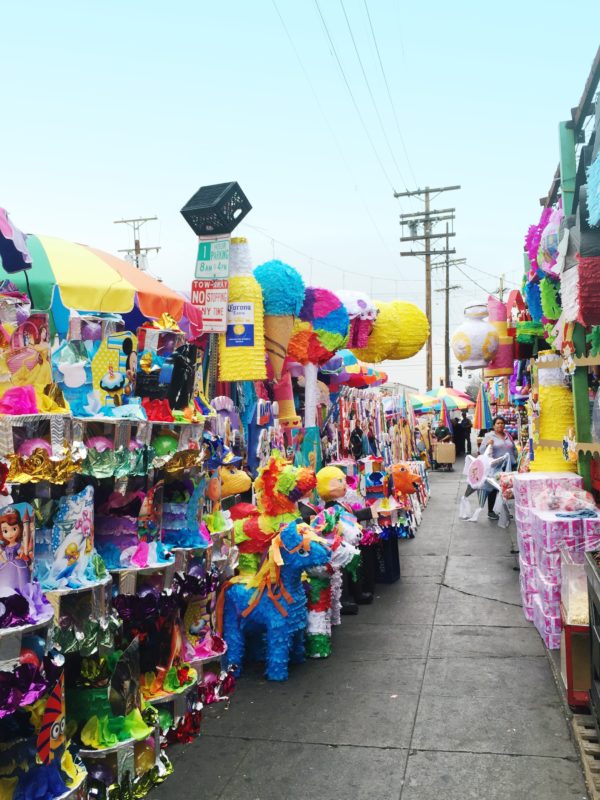 An alley with toys and decorations