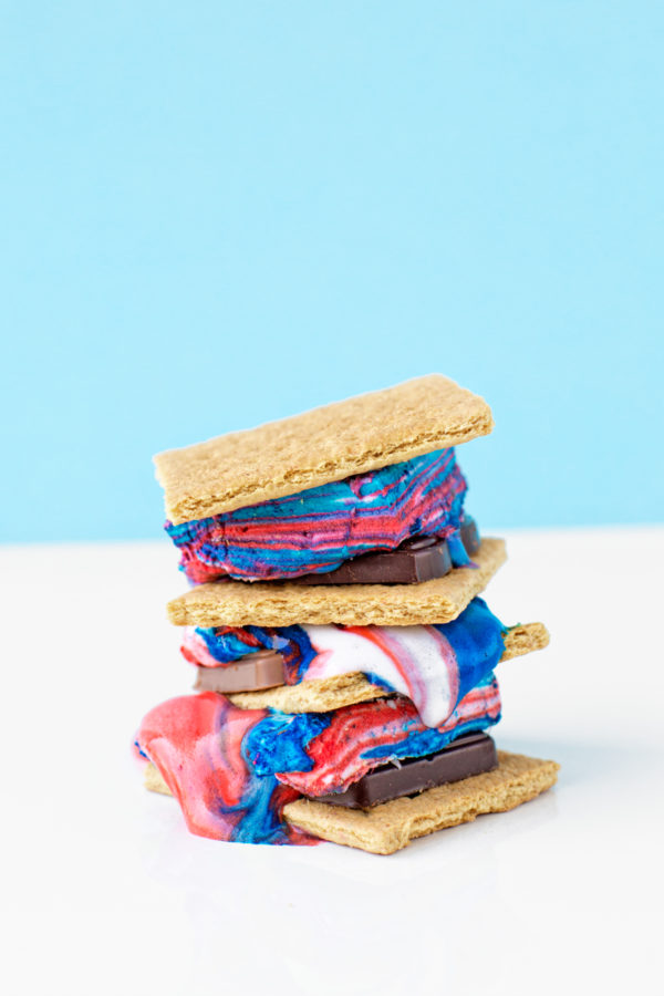 Red, white and blue smores 
