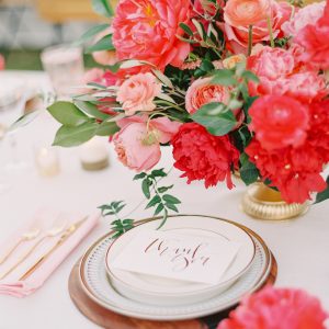 A plate with utensils and flowers