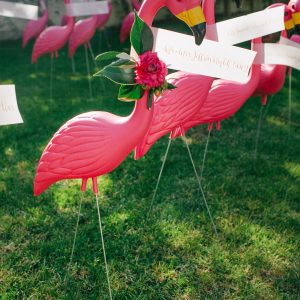 Lawn Flamingo Wedding Escort Cards