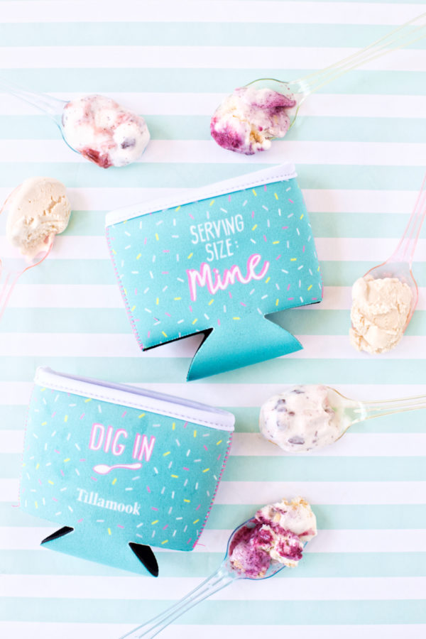 Blue koozie for ice cream