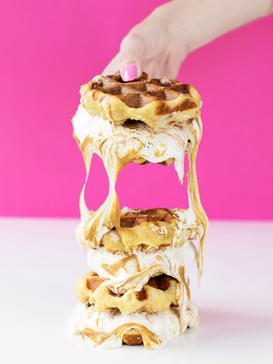 Fluffernutter Waffle Sandwiches