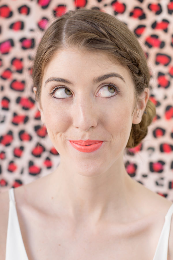 A close-up of a woman