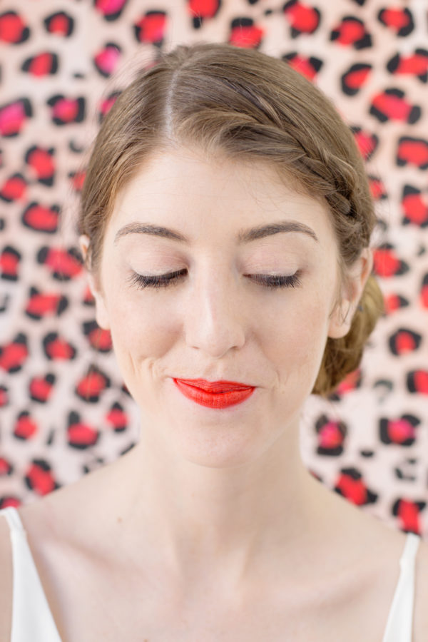 A close-up of a woman