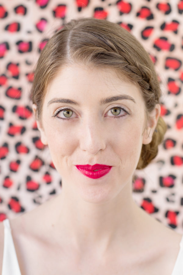 A close-up of a woman