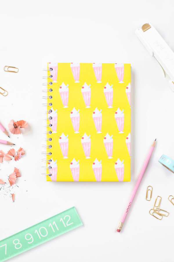 A notebook with ice cream on it