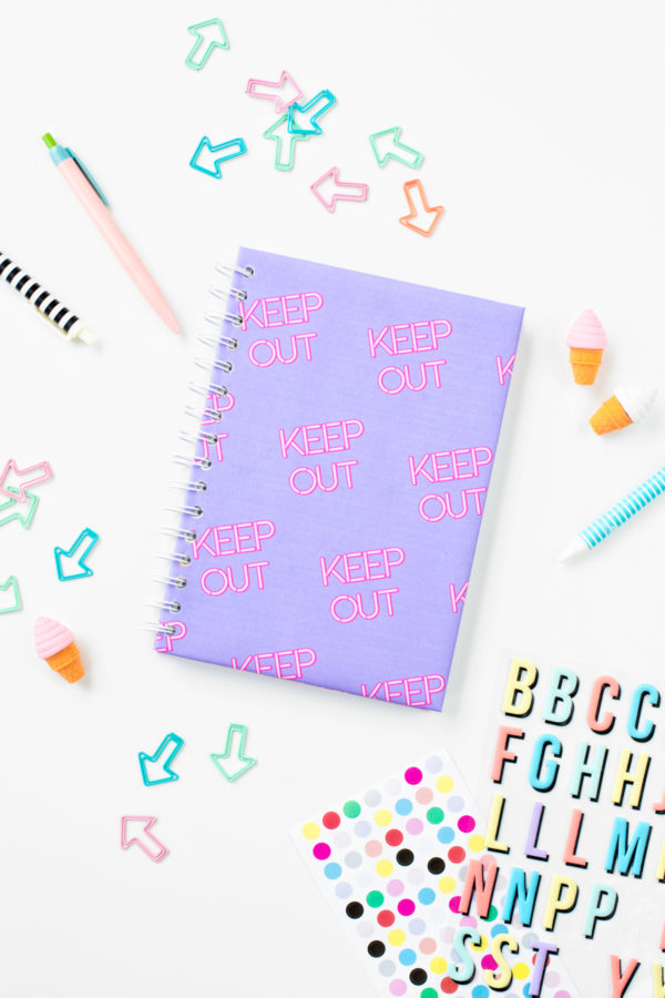 A notebook with \"keep out\" on it