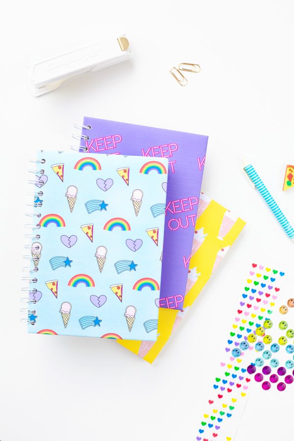 Notebook with colorful decorations on it