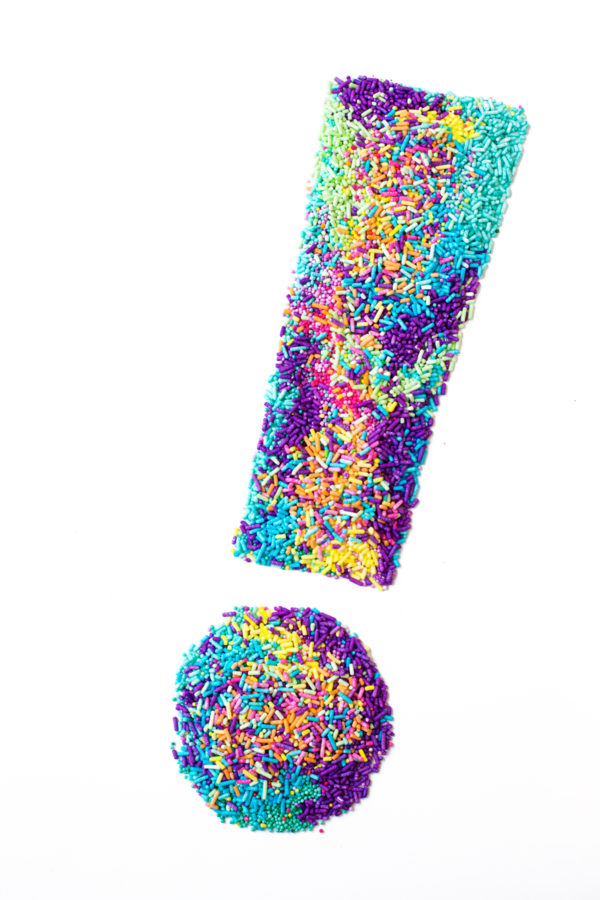 Sprinkles in the shape of an exclamation point