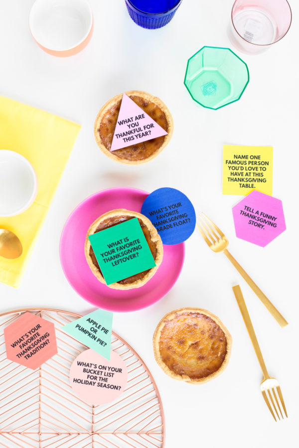 Utensils and plates with cards