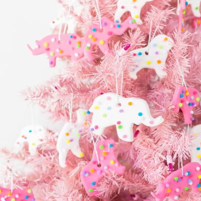 DIY Circus Animal Cookie Ornaments Circus animal cookie ornaments on a pink tree