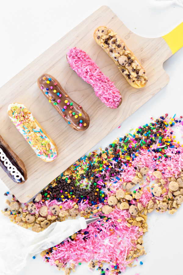 Eclairs and toppings