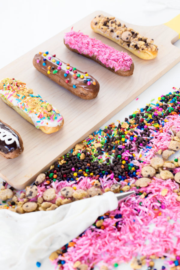 Eclairs and toppings 