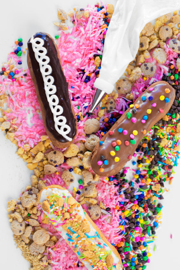 Eclairs and toppings