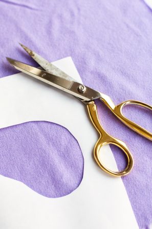 Purple fabric and scissors 