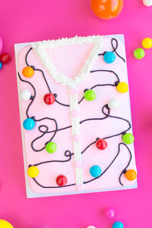 A cake that looks like an ugly Christmas sweater