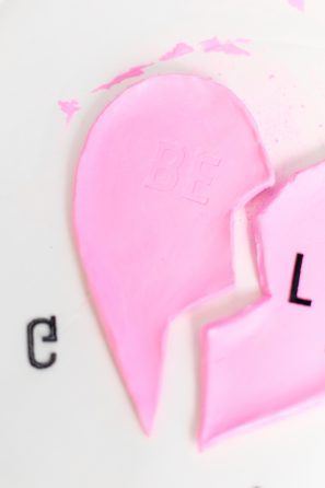 Pink heart dish with letters
