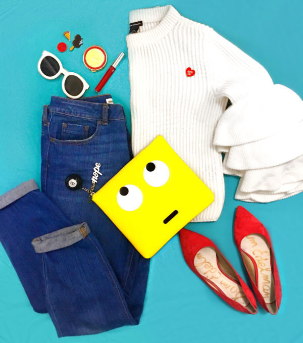 Yellow clutch and clothes