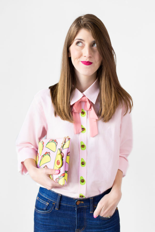 A person wearing a pink shirt
