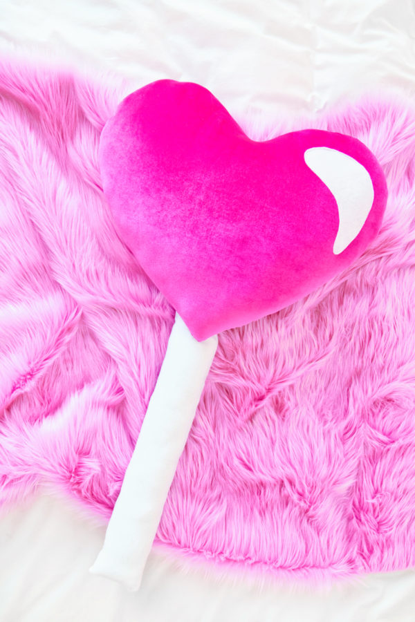 Heart-shaped lollipop pillow