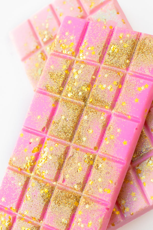 Pink chocolate with glitter