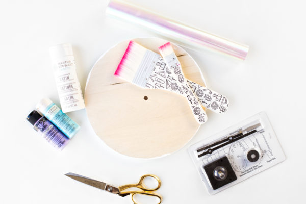 Paint brushes and a pair of scissors